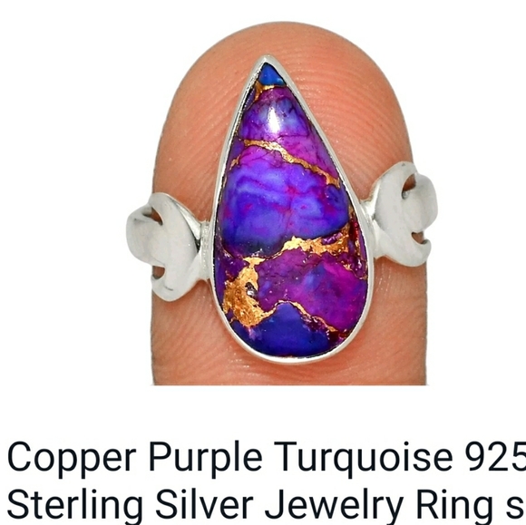 🌏RARE COPPER TORQUISE .925 SILVER RING - Picture 2 of 3
